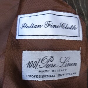 Studio Milano Italy Pure Linen Mens Brown White Pin Stripe Suit image 10