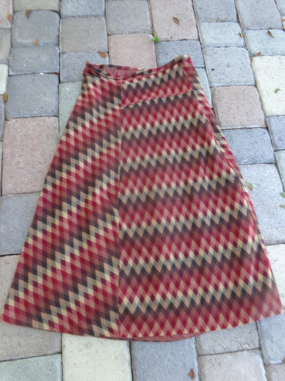 Cashmere 1970's Vintage Earth Tone A Line Skirt Z… - image 6