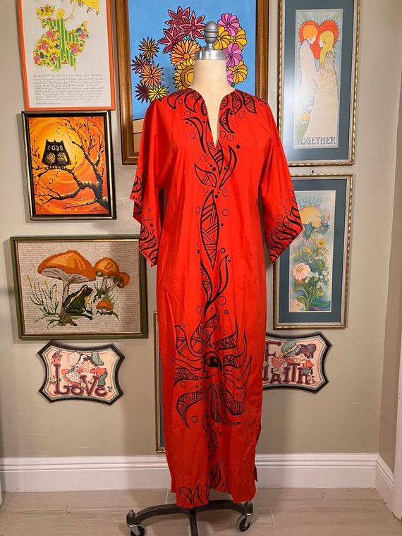 Sun Island 1980's Hawaiian Theme Cotton Maxi Dress - image 2