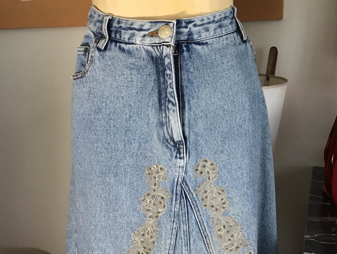 Jupe longue en Jean pour femmes, Streetwear, été b... - Grandado