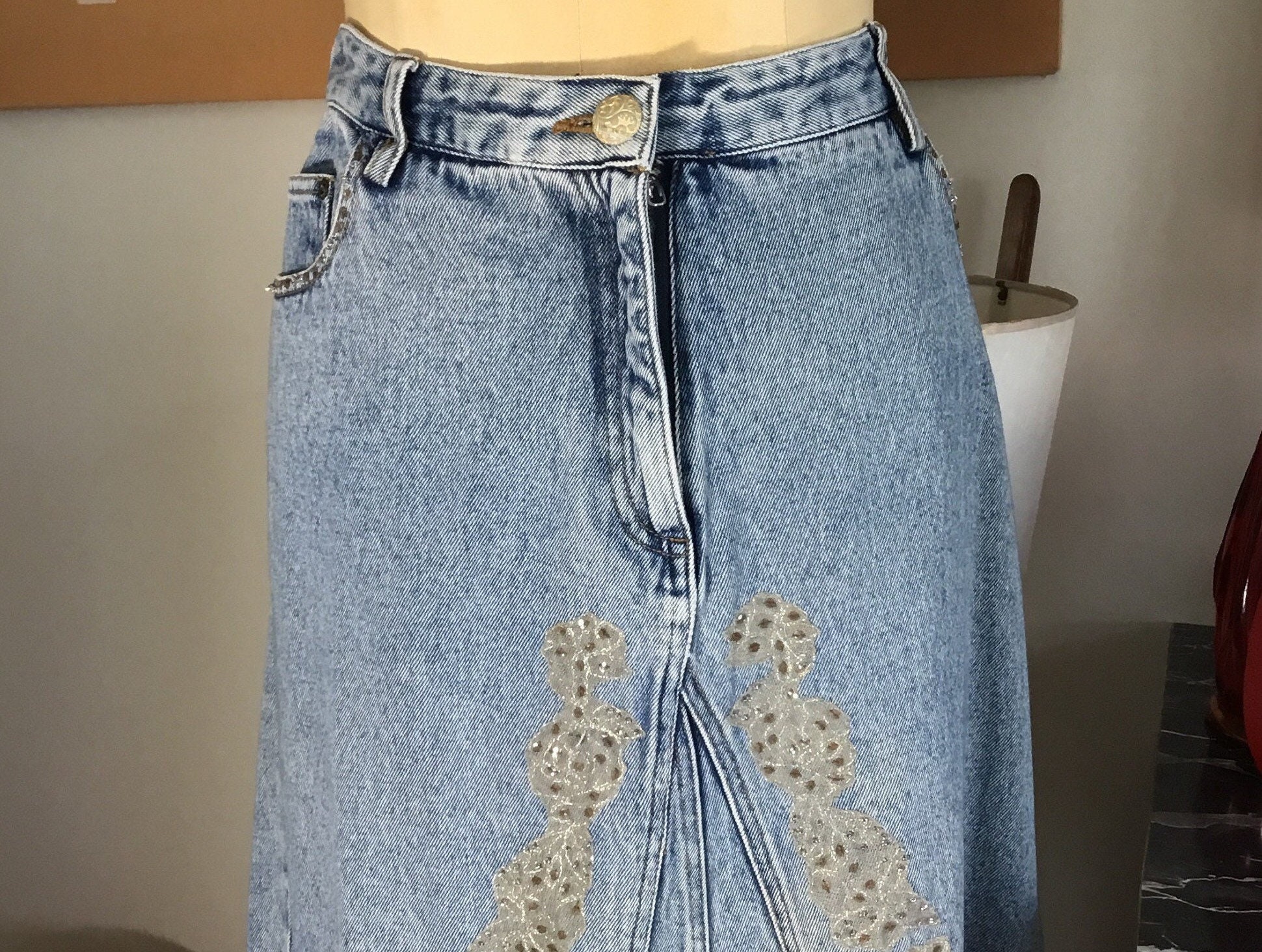 Women's Skirt in denim and viscose