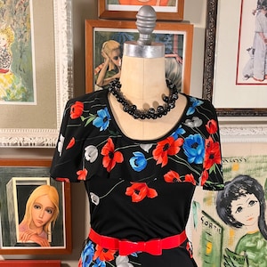 1970&#39;s Floral Print Dress Polyester