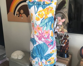Vintage 1960s Park East by Swirl Shift Dress Lilly Pulitzer Style Cotton