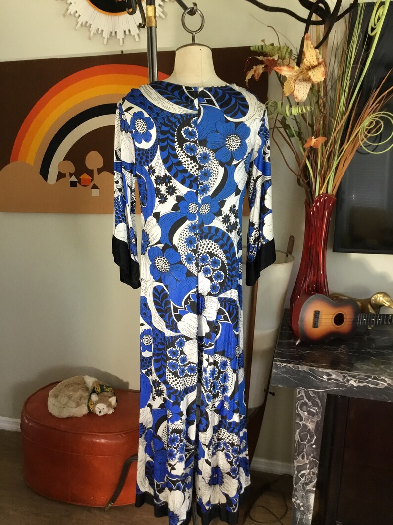 1960's Op Art Floral Print Jumpsuit image 3