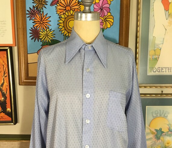 Van Heusen 1970’s Men’s Light Blue Dress Shirt - image 1