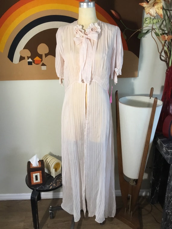 Odette Basra Original WWII Dusty Pink Sheer Robe - image 2