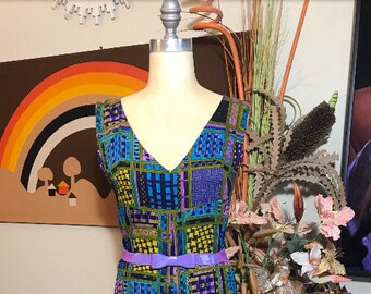 1960's  Barkcloth Shift Dress