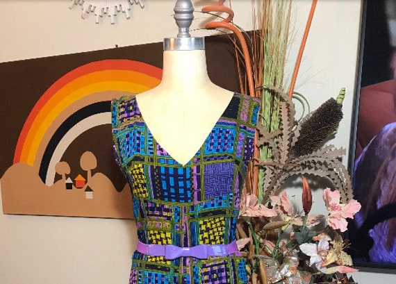 1960's  Barkcloth Shift Dress - image 1