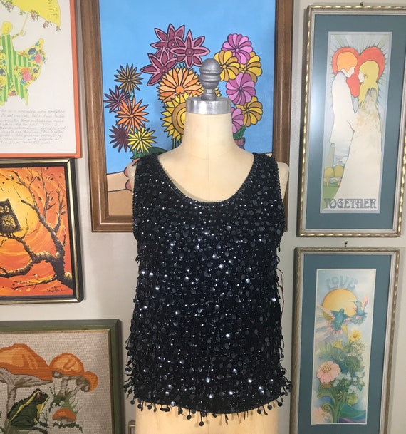 1960's Sequined Beaded Knit Top - image 2