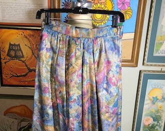 1960s Brocade Skirt Multicolor Floral