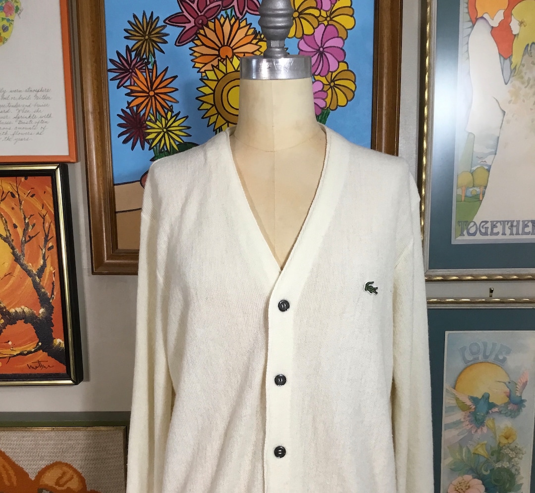 トップス IZOD LACOSTE / 80s acryl knit cardigan L 70s~80'S Lacoste LACOSTE IZOD Acrylic Knit Cardigan Men's S