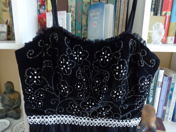 1980's Dress Black Spaghetti Strap Party
