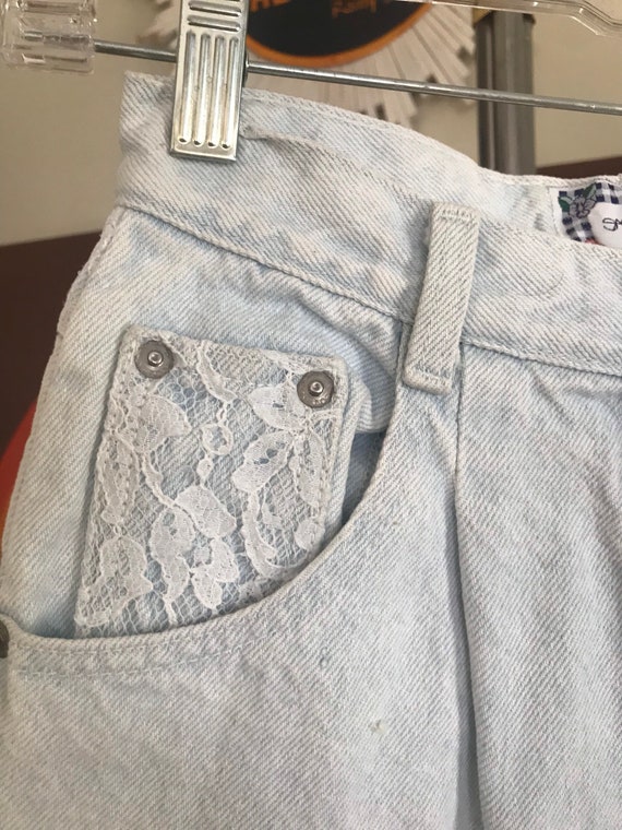 Sasson 1980'S Acid Wash Denim Jeans With Lace - image 7