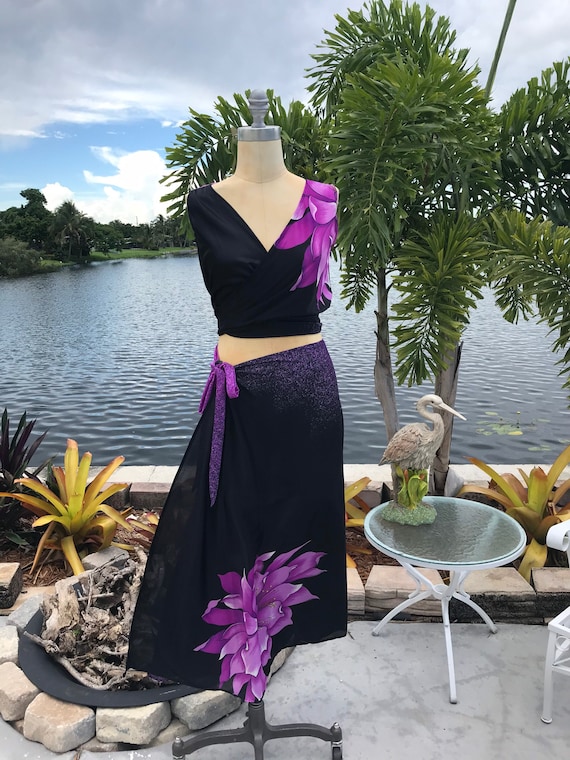 1980s Beachwear Sarong and Crop top