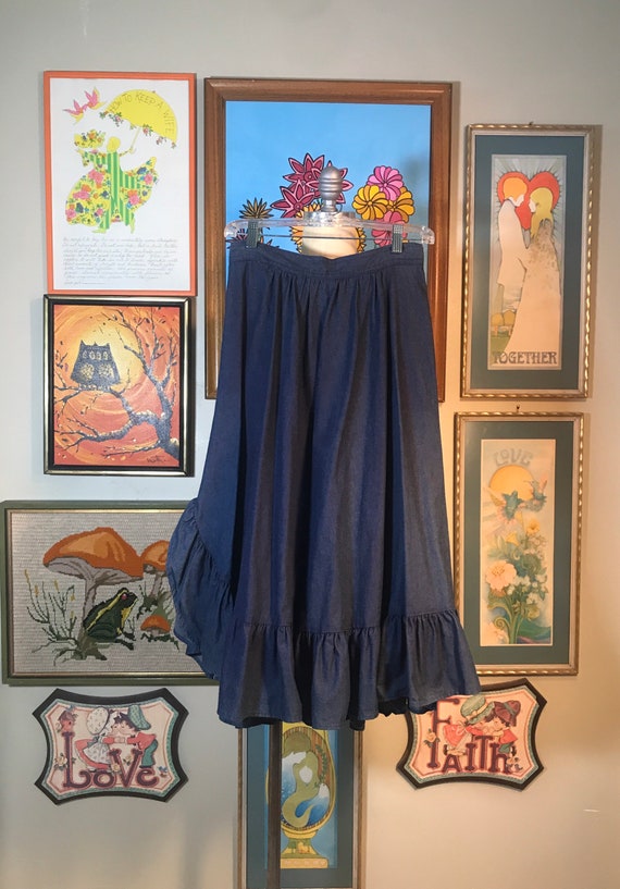 Circle T by Marilyn Lenox 1970's Blue Denim Flare… - image 2