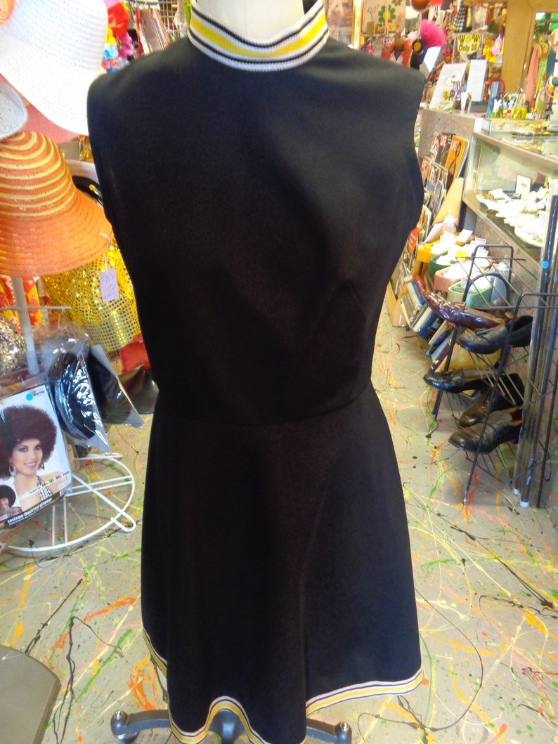 1970/'s Black Polyester Dress