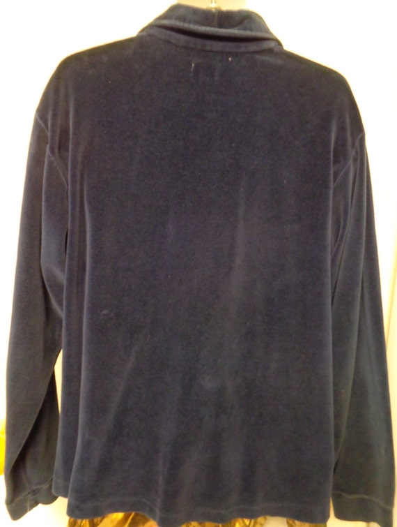 Gwynn’s 1970'S Velour Men's Navy Blue Button Down… - image 3