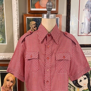 Chemise Et Cie 1980’s Men’s/Unisex Red Gingham Check Shirt