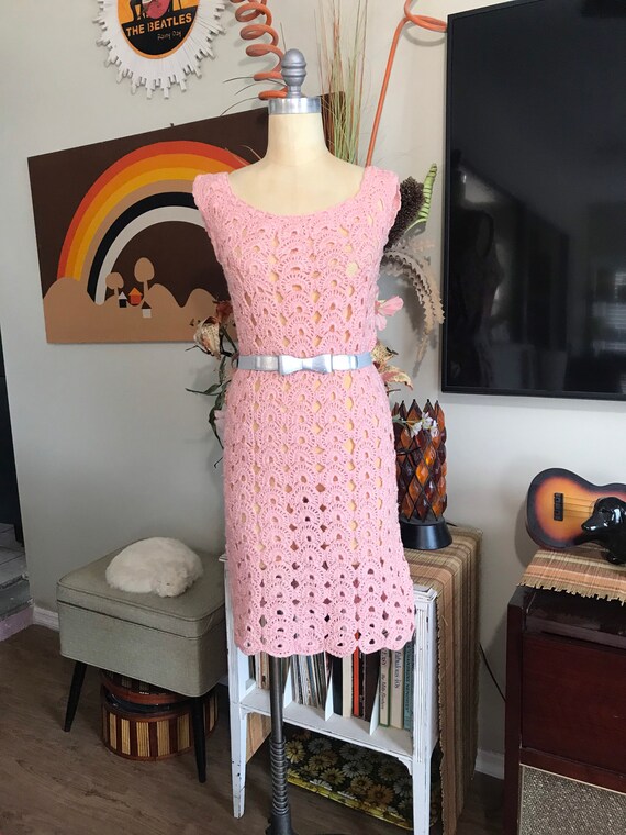 1960s Hand Crocheted Peekaboo Dress - image 3