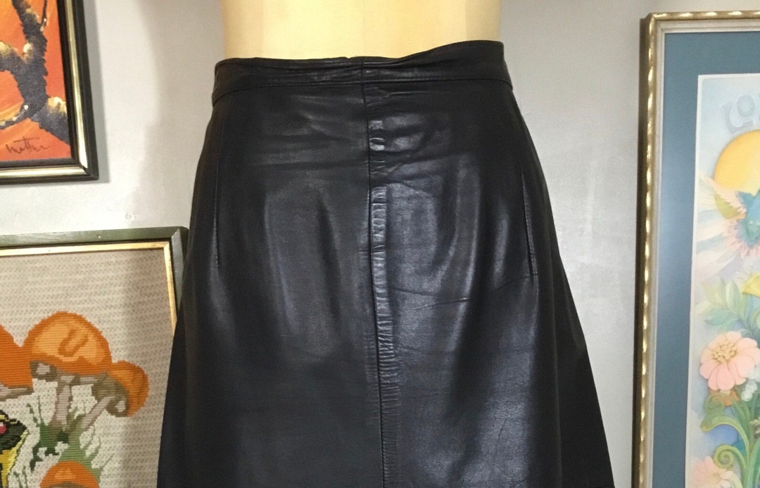 Northside Fashions 1980’s Black Leather Skirt Etsy