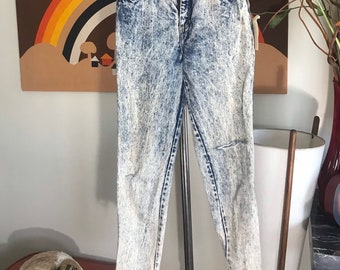 Hollywood Era 1980's Acid Wash Blue Jeans Cotton Denim