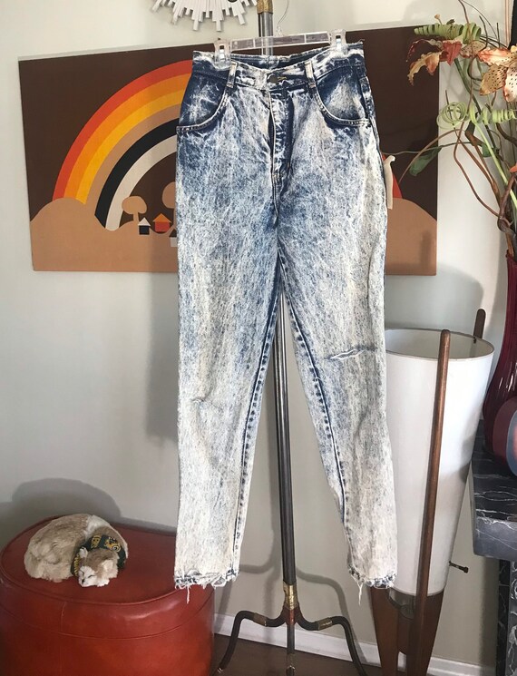 Hollywood Era 1980's Acid Wash Blue Jeans Cotton … - image 2