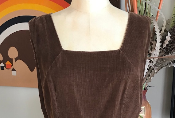 1950s Brown Corduroy Jumper Dress