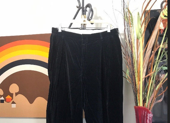 International Male 1980s Black Velvet Dress Slacks - image 1