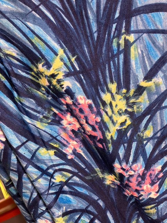 1960's Multicolor Blue Hawaiian Floral Print Mini… - image 7