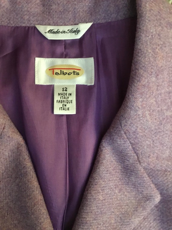 Talbots Women's 1990's Lambs Wool Lilac Blazer - image 6