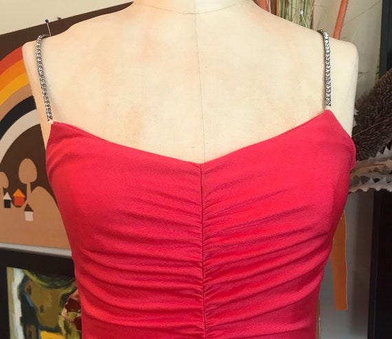 Climax 1980s Red Ruched Dress