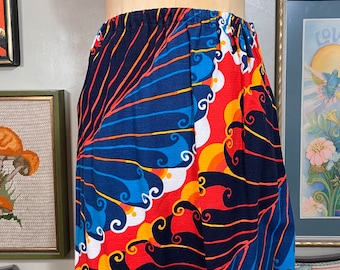 1960's Hawaiian Barkcloth Maxi Skirt