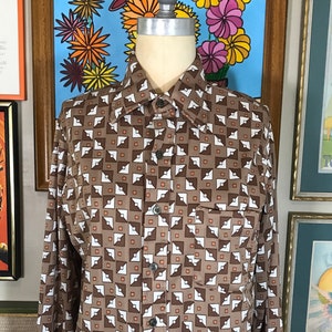 Sears Kings Road 1970&#39;s Polyester Disco Shirt  L