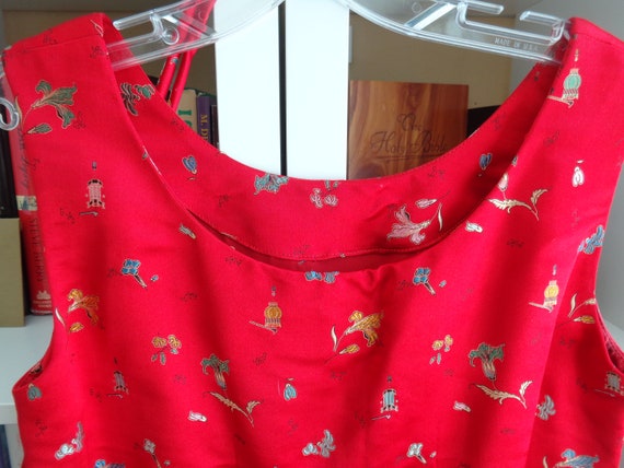 1980's Asian dress Sateen (Medium)