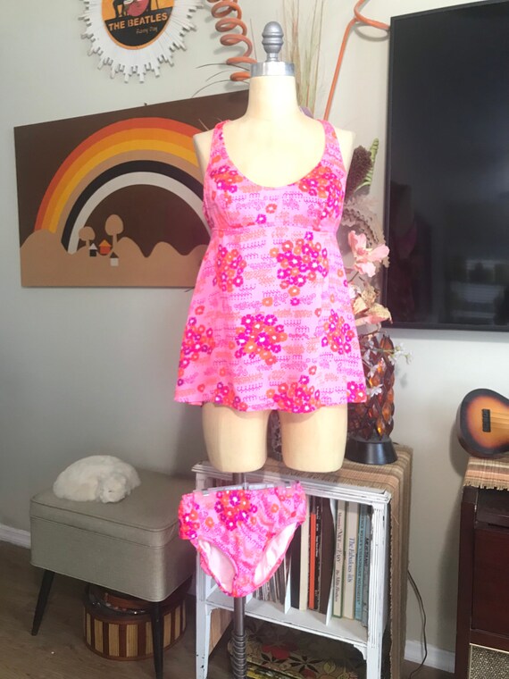 1970s Combed Cotton Tankini Swimsuit Gem