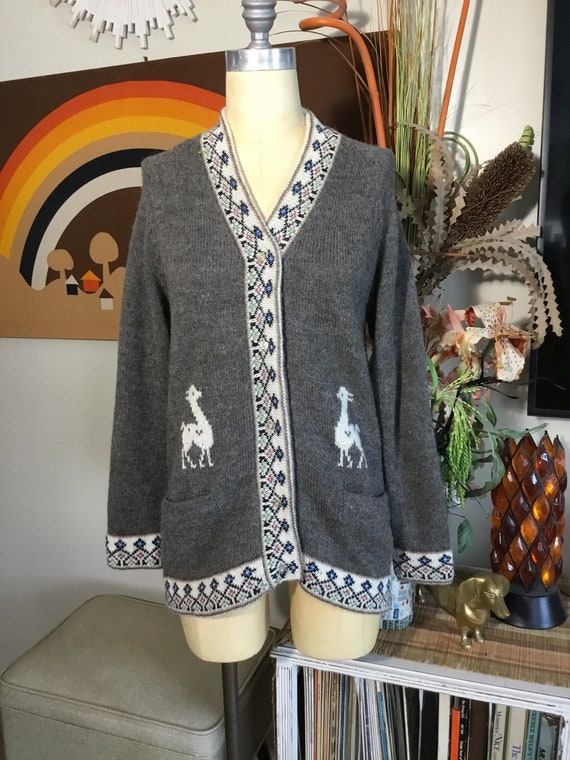 1980's Women's Gray Alpaca Wool Cardigan Sweater - image 3