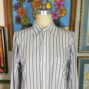 Morville Men’s 1960’s Blue & White Striped Shirt