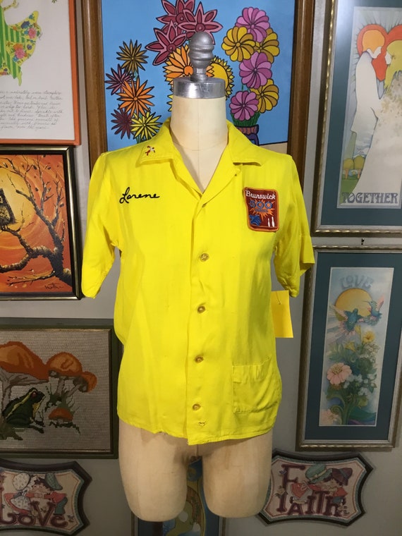 King Louie 1950’s Bright Yellow Bowling Shirt-Bru… - image 2