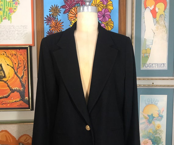 Appleseed's 1990's Ladies Black Wool Suit - image 1