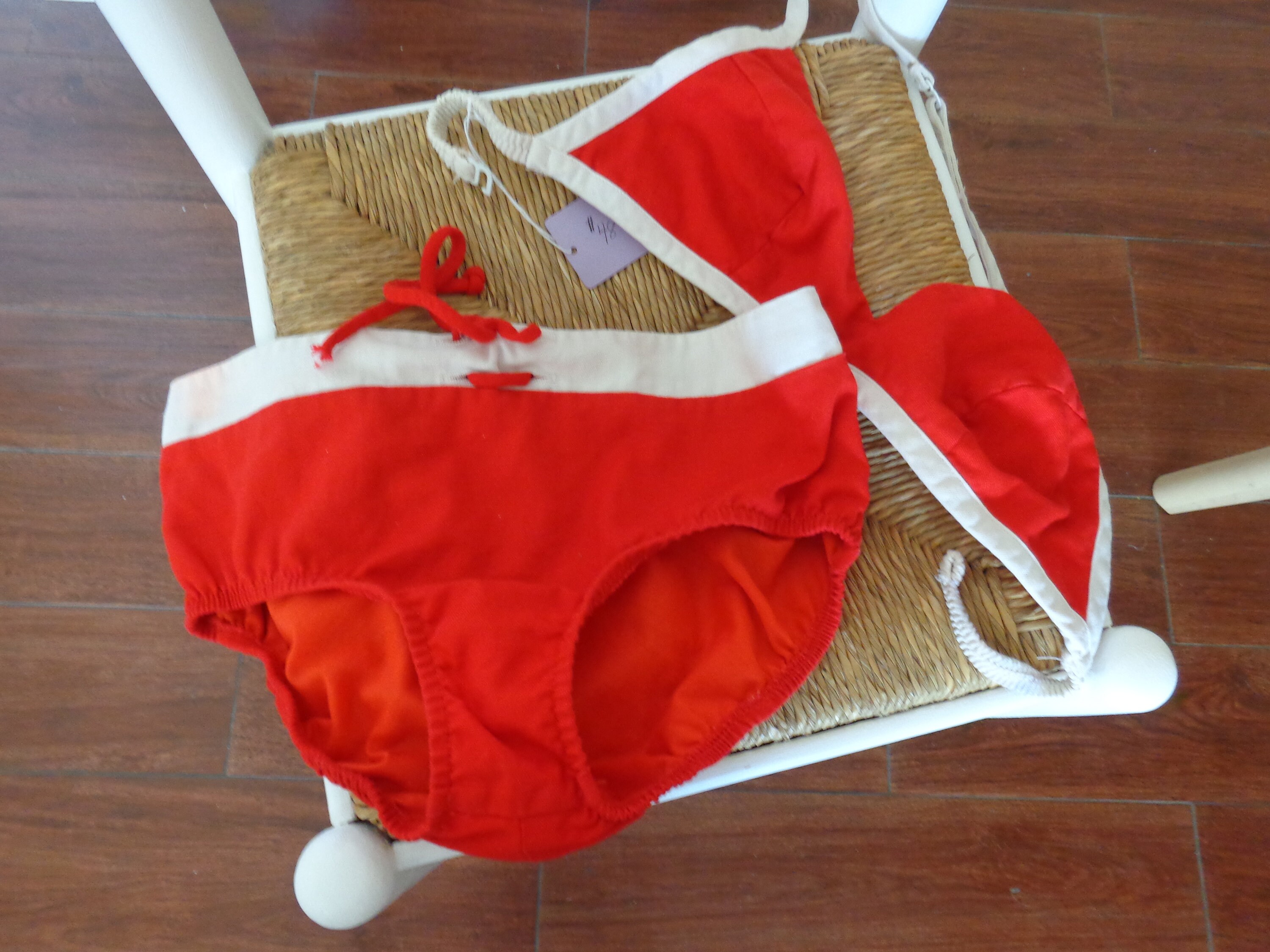 JC Penney Fashions Swimsuit VINTAGE 1960 s Red White 2 Piece