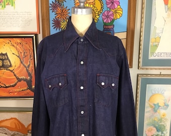 Kiffe 1970’s Men’s/Unisex Western Style Blue Denim Jacket