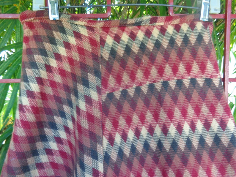 Cashmere 1970/'s Vintage Earth Tone A Line Skirt Zigzag Print