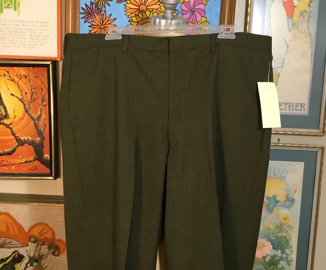 Vintage Mens Early 1960s Olive Green Dress Pants Etsy
