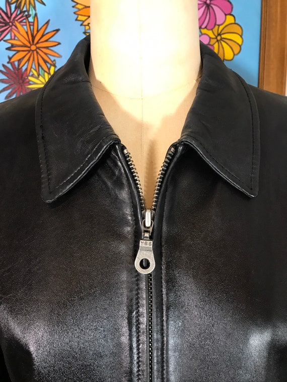 YBS 1990's Black Leather Jacket - Etsy
