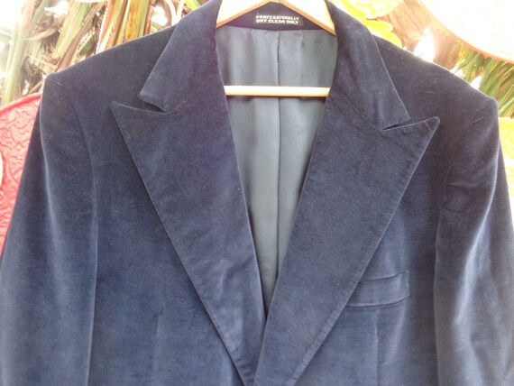 LTD Clothes 1970's Navy Velvet Men's Sports Jacket