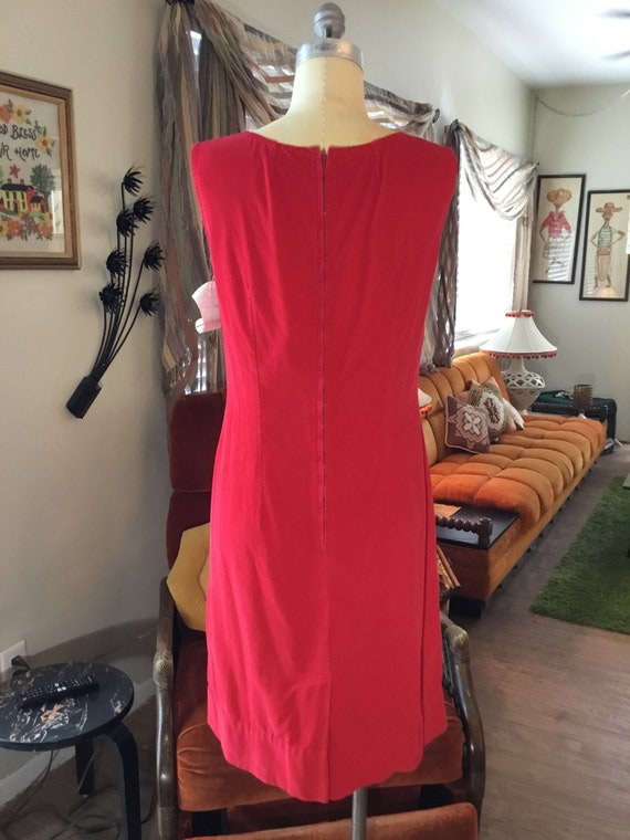 1970's Corduroy Jumper Red Cotton Dress - image 3