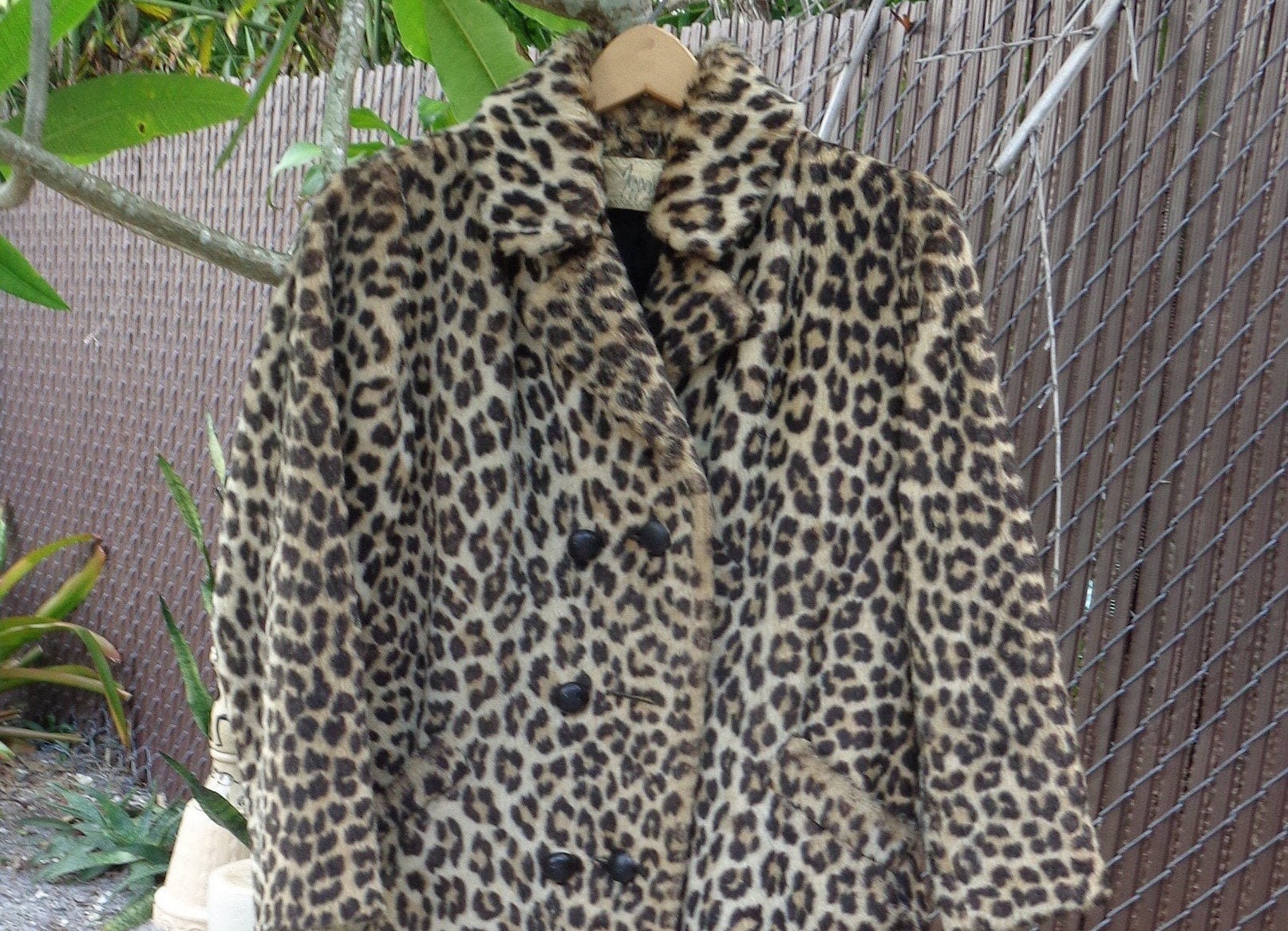 Leopard Stuffed Toy Ivory Faux Fur with Gray and Black Leopard Print