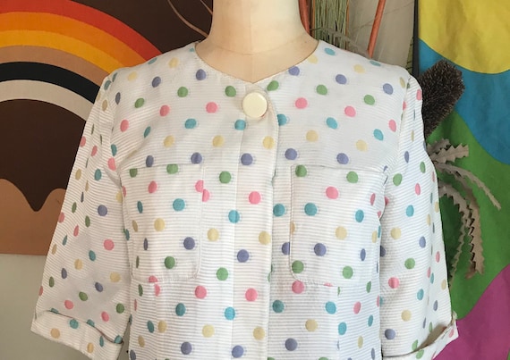 Paki 1960s Pastel Polka Dot Coat Dress