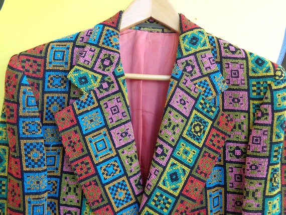 CHENILLE 1970's Men's Multicolor Sport Jacket Amaz