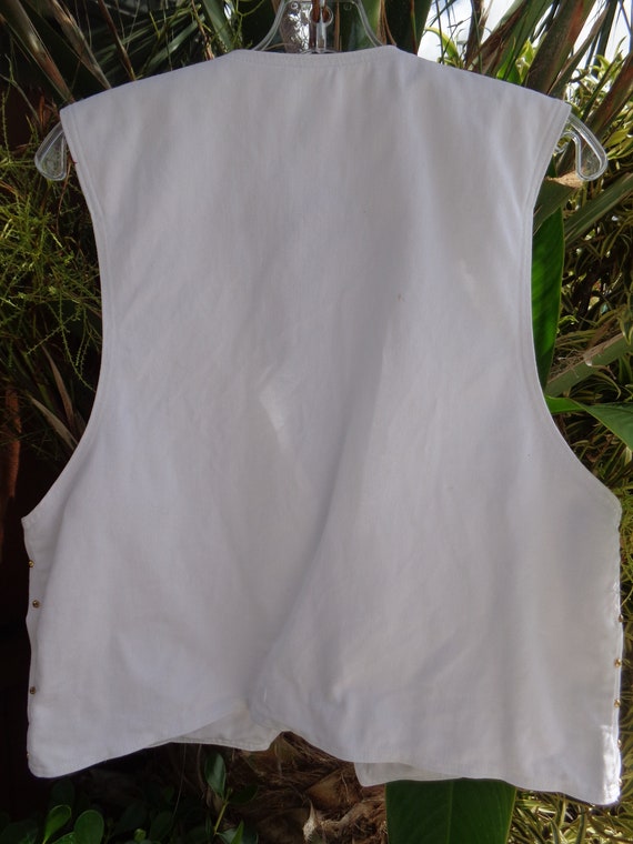 Lillie Rubin 1980's White Denim Vest with Gold St… - image 6